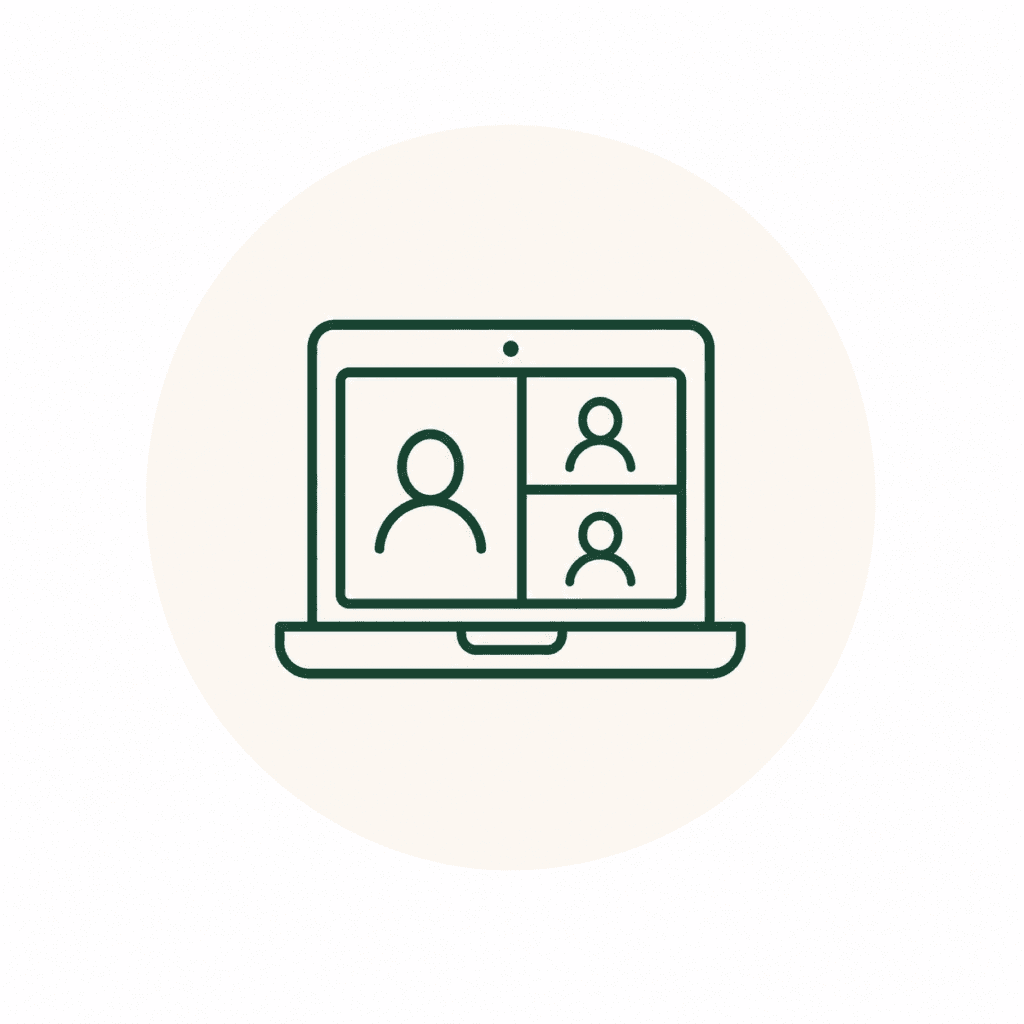 image of a laptop with characters on an online conference call